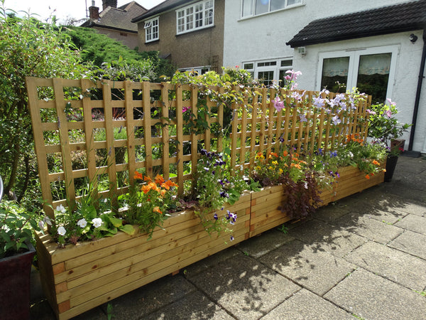 large trellis planter uk Block style trough wooden planters with trellis (custom sized trellis) –  Premier Wooden Planters