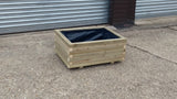 Block style rectangular wooden planters - made from pressure treated timber