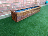Scorched timber wooden planter stained light oak