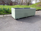 Budget large trough wooden planters, 3 rows of decking, painted with Cuprinol Willow