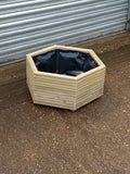 Hexagonal wooden planter, 2 rows of decking