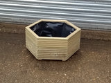 Hexagonal wooden planter, 2 rows of decking