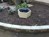 Hexagonal wooden planter, 2 rows of decking