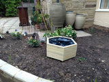 Hexagonal wooden planter, 2 rows of decking