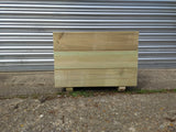 Smooth trough wooden planters with 3 rows of planks