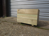 Smooth trough wooden planters with 3 rows of planks