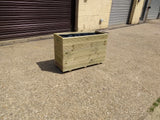 Budget large trough wooden planters, 5 rows of decking, extra wide (40cm)