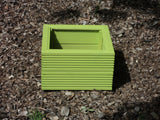 Lime Green 40cm square planter made from 2 rows of treated decking