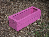 Pink 60cm trough planter made from 2 rows of treated decking