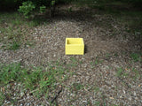 Yellow 40cm square planter made from 2 rows of treated decking