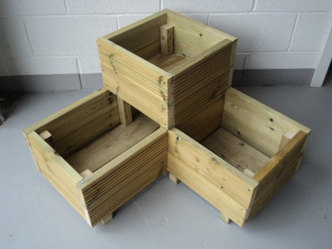 Budget L shaped corner wooden planters (2 rows of decking)
