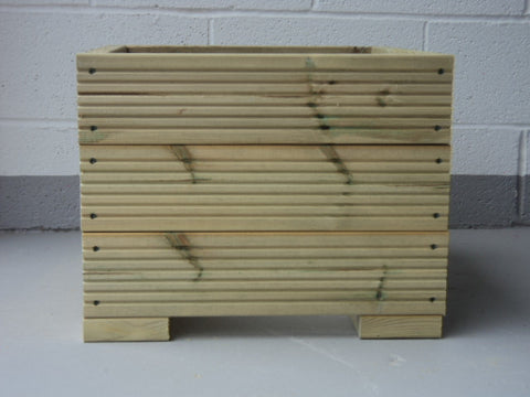 Budget square wooden planters, 3 rows of decking, 30cm square up to 80cm square