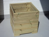 Budget square wooden planters, 4 rows of decking, 30cm square up to 80cm square