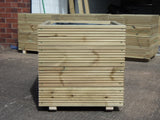 Square wooden planters, 4 rows of decking