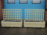 Block style trough wooden planters with trellis (custom sized trellis)