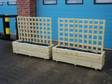 Block style trough wooden planters with trellis (custom sized trellis)