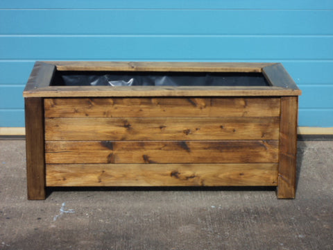 Aston trough wooden planters - stained with medium oak woodstain