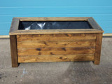 Aston trough wooden planters - stained with medium oak woodstain