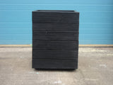 Square wooden planters, 6 rows of decking, 30cm square up to 80cm square, painted in Cuprinol's Ash Black