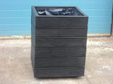 Square wooden planters, 6 rows of decking, 30cm square up to 80cm square, painted in Cuprinol's Ash Black