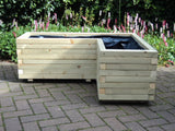 L shaped block style corner wooden planters