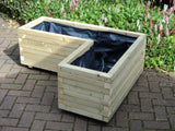 L shaped block style corner wooden planters