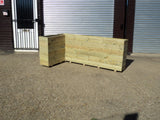 L shaped corner wooden planters, 6 rows of decking