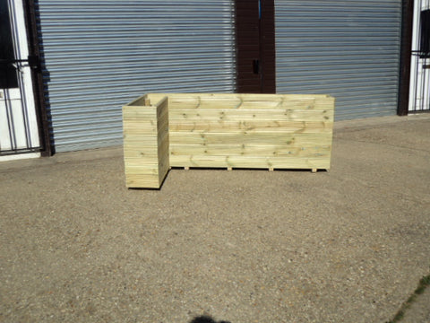 L shaped corner wooden planters, 6 rows of decking