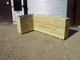 L shaped corner wooden planters, 6 rows of decking