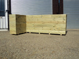 L shaped corner wooden planters, 6 rows of decking