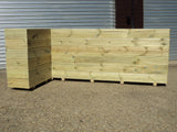 L shaped corner wooden planters, 6 rows of decking