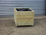 Wooden planters on wheels / casters (square wooden planter, 4 rows of decking)