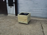 Wooden planters on wheels / casters (square wooden planter, 4 rows of decking)
