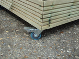 Wooden planters on wheels / casters (square wooden planter, 4 rows of decking)