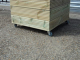 Wooden planters on wheels / casters (square wooden planter, 4 rows of decking)