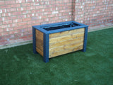 Aston trough wooden planter - painted with Cuprinol's Urban Slate and Light Oak Stained rows of timber