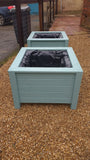 Aston square wooden planters - Painted with Cuprinol's Seagrass