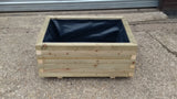 Block style rectangular wooden planters - made from pressure treated timber