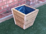 Tapered budget wooden decking planters, 3 rows of decking