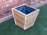 Tapered budget wooden decking planters, 3 rows of decking