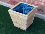 Tapered budget wooden decking planters, 3 rows of decking