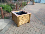 Aston square wooden planters - stained with warm oak woodstain