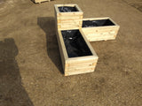 L shaped block style corner wooden planters with two tiers