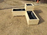 L shaped block style corner wooden planters with two tiers