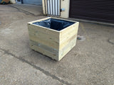Square wooden planters, 5 rows of decking