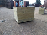 Square wooden planters, 5 rows of decking