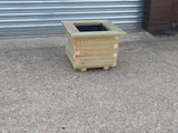 Block style square wooden planters with collar - made from pressure treated timber