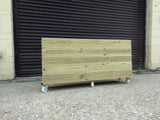 Wooden planters on wheels / casters (wooden trough planter, 5 rows of decking)