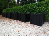Versailles square wooden planters painted with Cuprinol's Black Ash