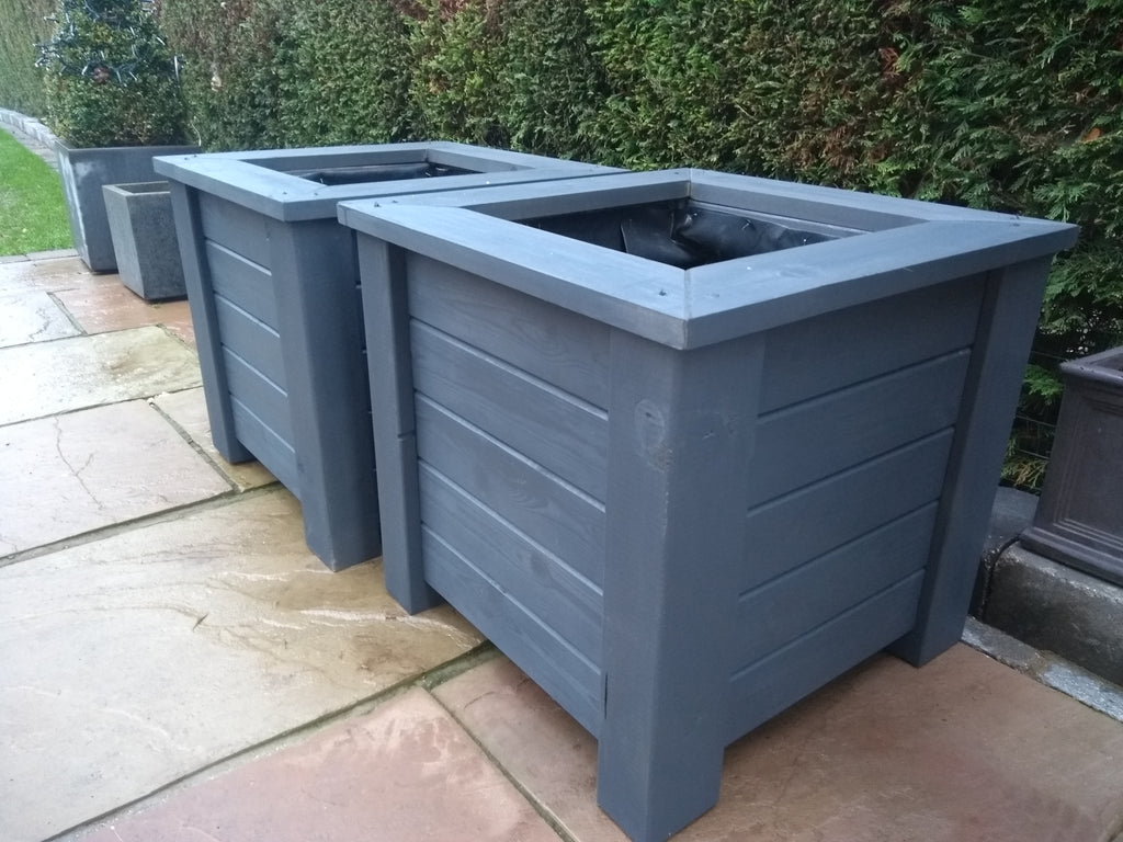 Aston square wooden planters - Painted with Cuprinol's Urban Slate